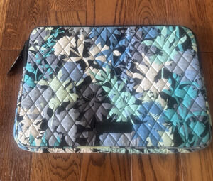 Vera Bradley Laptop Sleeve Camofloral Blue Padded Quilted Abstract Retired